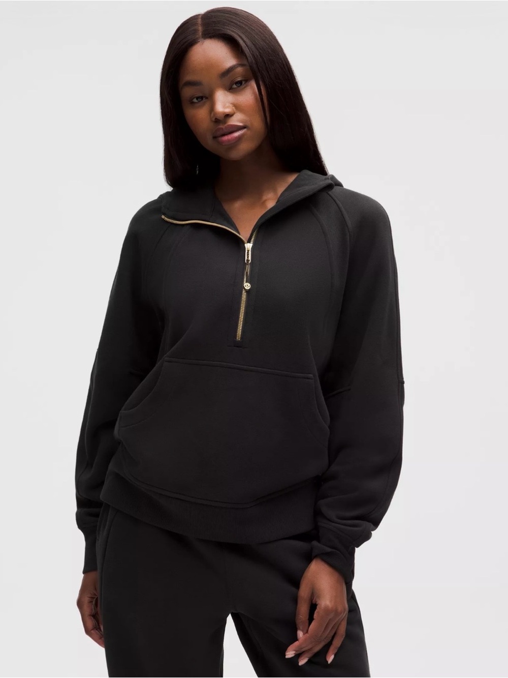 lululemon athletica Black Half-Zip Hoodie with Gold Zipper